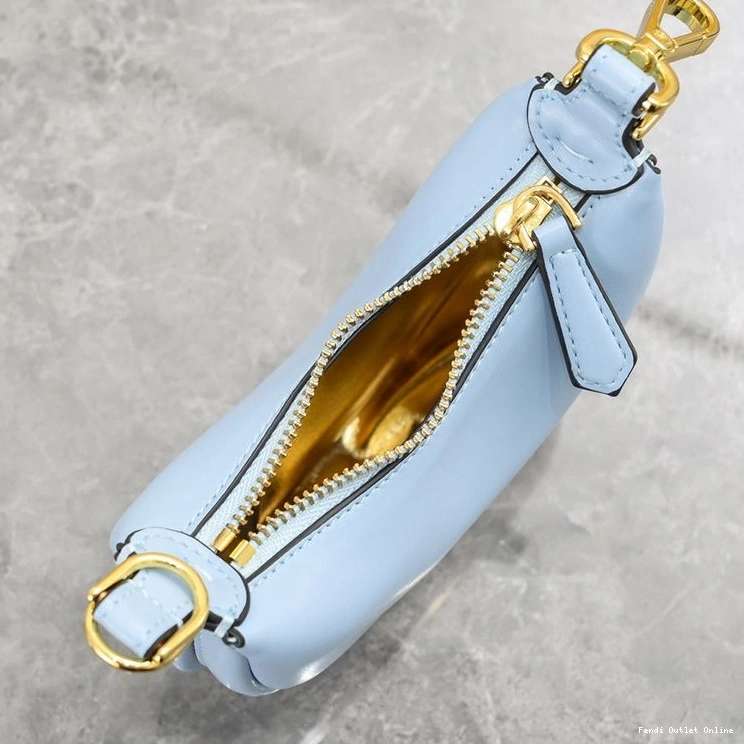 Affordable Leather Calf Sky In Blue Bag Nano Fendi Fendigraphy Hobo 0719